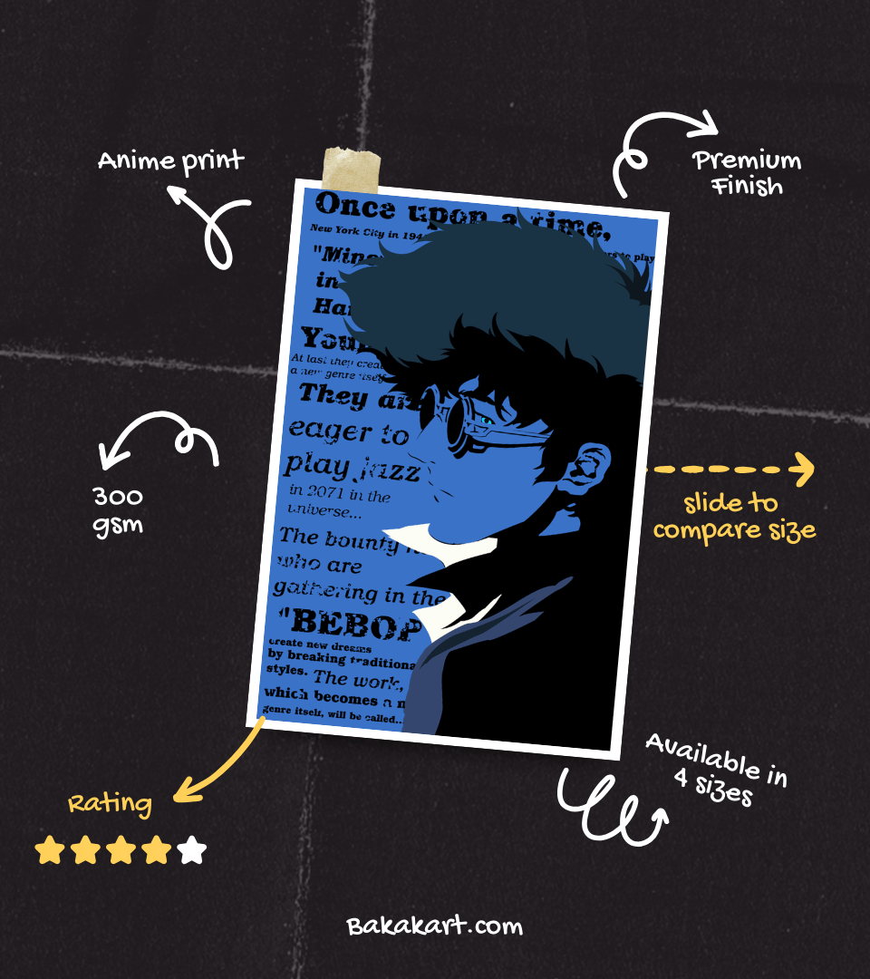 Spike Spiegel Monochromatic Wall Poster | Cowboy Bepop | Anime Print