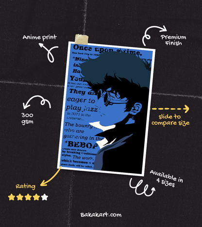 Spike Spiegel Monochromatic Wall Poster | Cowboy Bepop | Anime Print