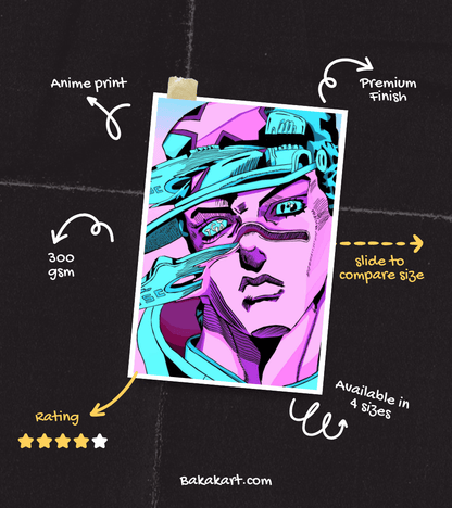 Jotaro Monochromatic Wall Poster | JoJo's Bizarre Adventure | Anime Print