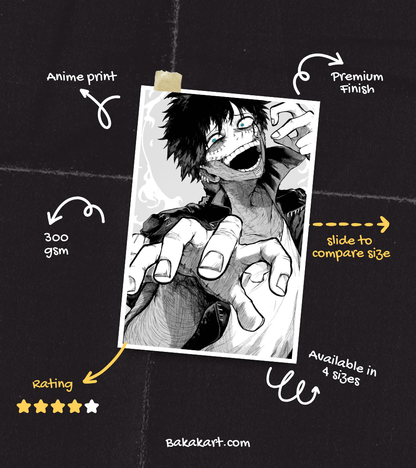 Dabi Monochromatic Wall Poster | My Hero Academia | Anime Print