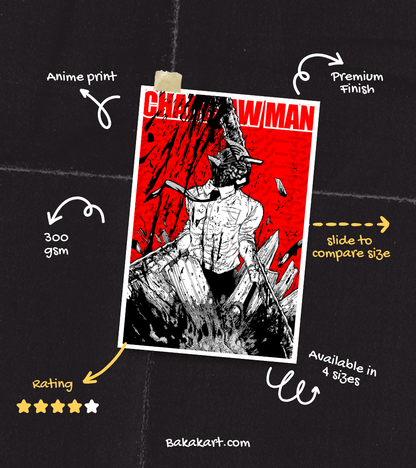 Chainsaw Man Monochromatic Wall Poster | Chainsaw Man | Anime Print