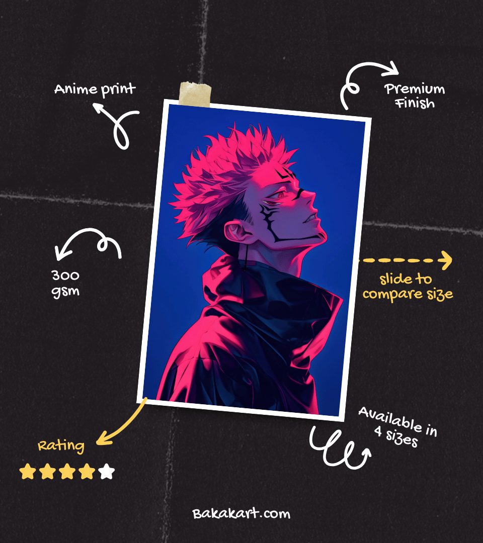 Sukuna Monochromatic Wall Poster | Jujutsu Kaisen | Anime Print