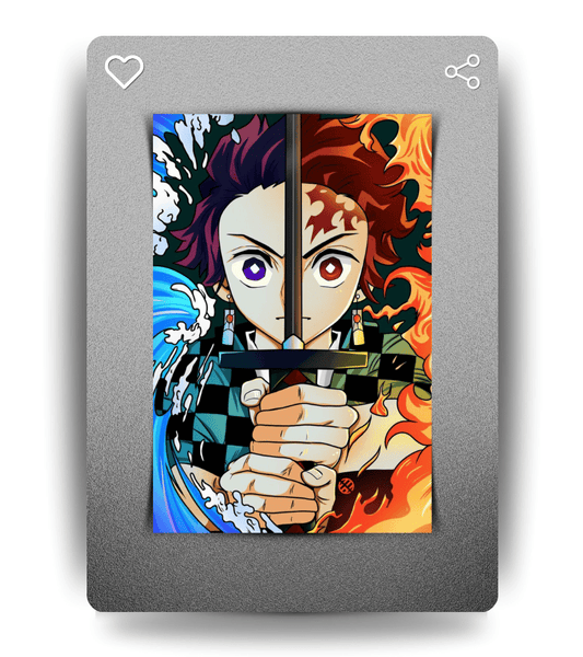 Tanjiro Water & Fire Wall Poster | Demon Slayer | Anime Print