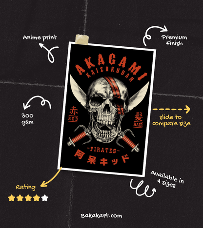 Akagami Jolly Roger Wall Poster | One Piece | Anime Print