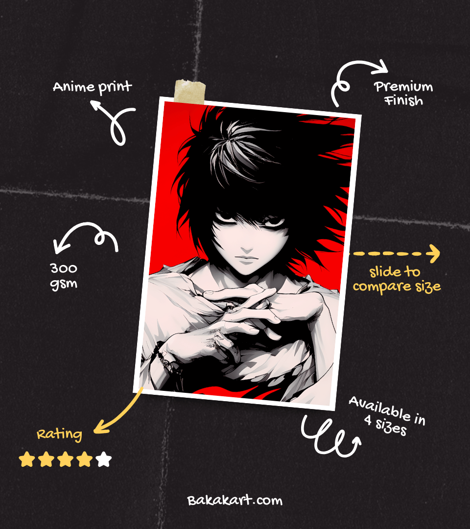 L Monochromatic Wall Poster | Death Note | Anime Print