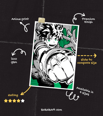 Deku Monochromatic Wall Poster | My Hero Academia | Anime Print