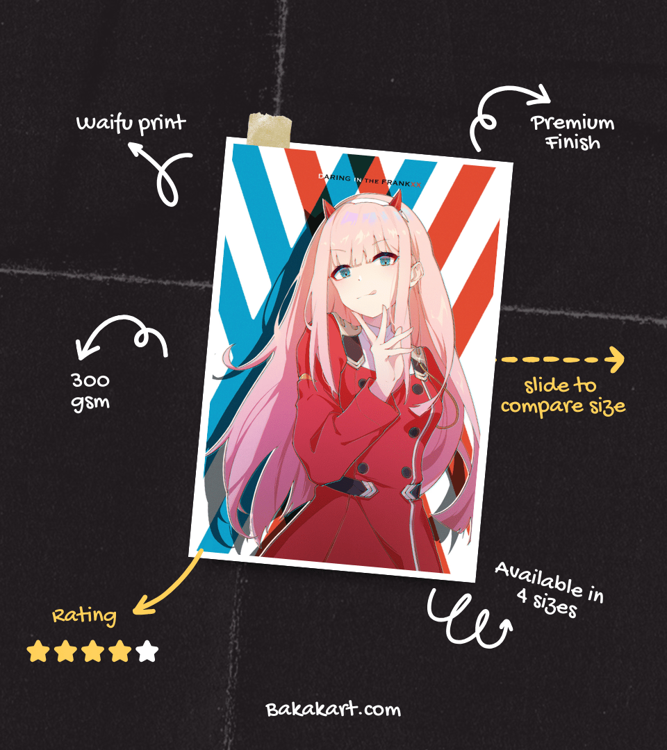 Zero Two Waifu Wall Poster | Darling in the Franxx | Anime Print