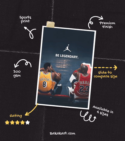 Kobe Bryant & Michael Jordan Wall Poster | Basketball | Sport Print