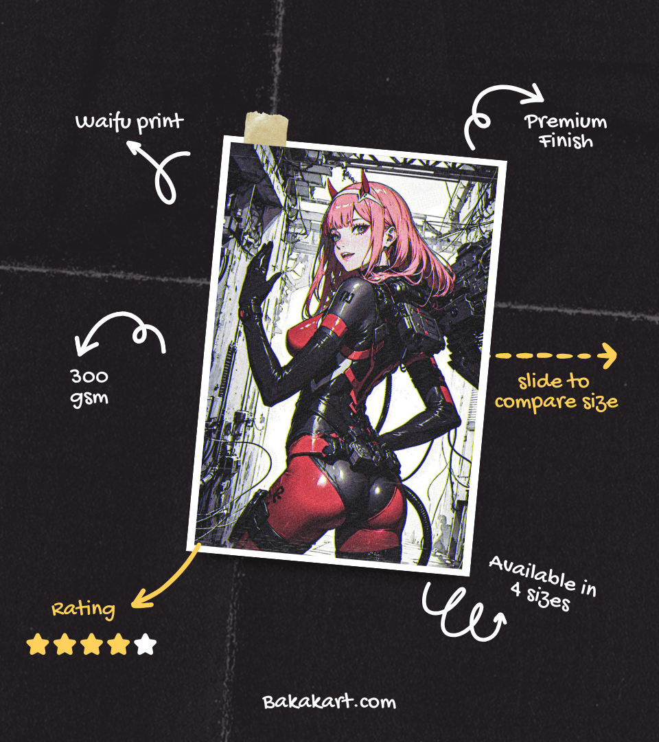 Zero Two Cyberpunk Wall Poster | Waifu | Anime Print