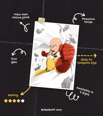 Saitama Wall Poster | One Punch Man | Anime Print