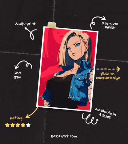 Android 18 Waifu Wall Poster | Dragon Ball | Anime Print