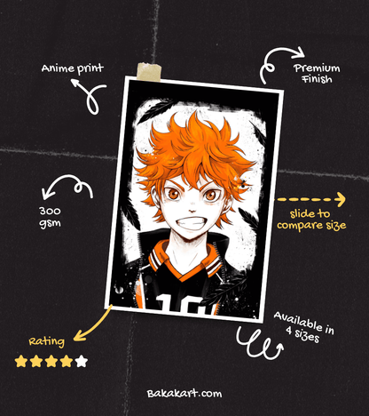 Hinata Monochromatic Wall Poster | Haikyu | Anime Print