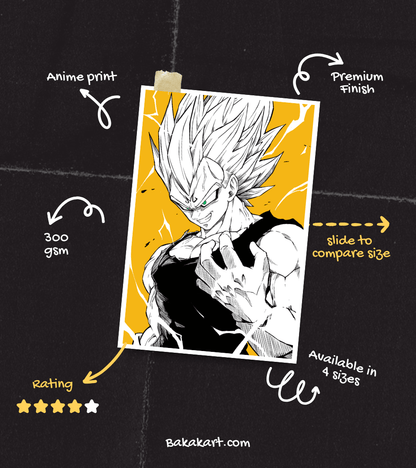 Vegeta Monochromatic Wall Poster | Dragon Ball | Anime Print