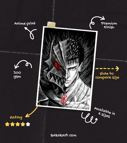 Berserker Monochromatic Wall Poster | Berserk | Anime Print