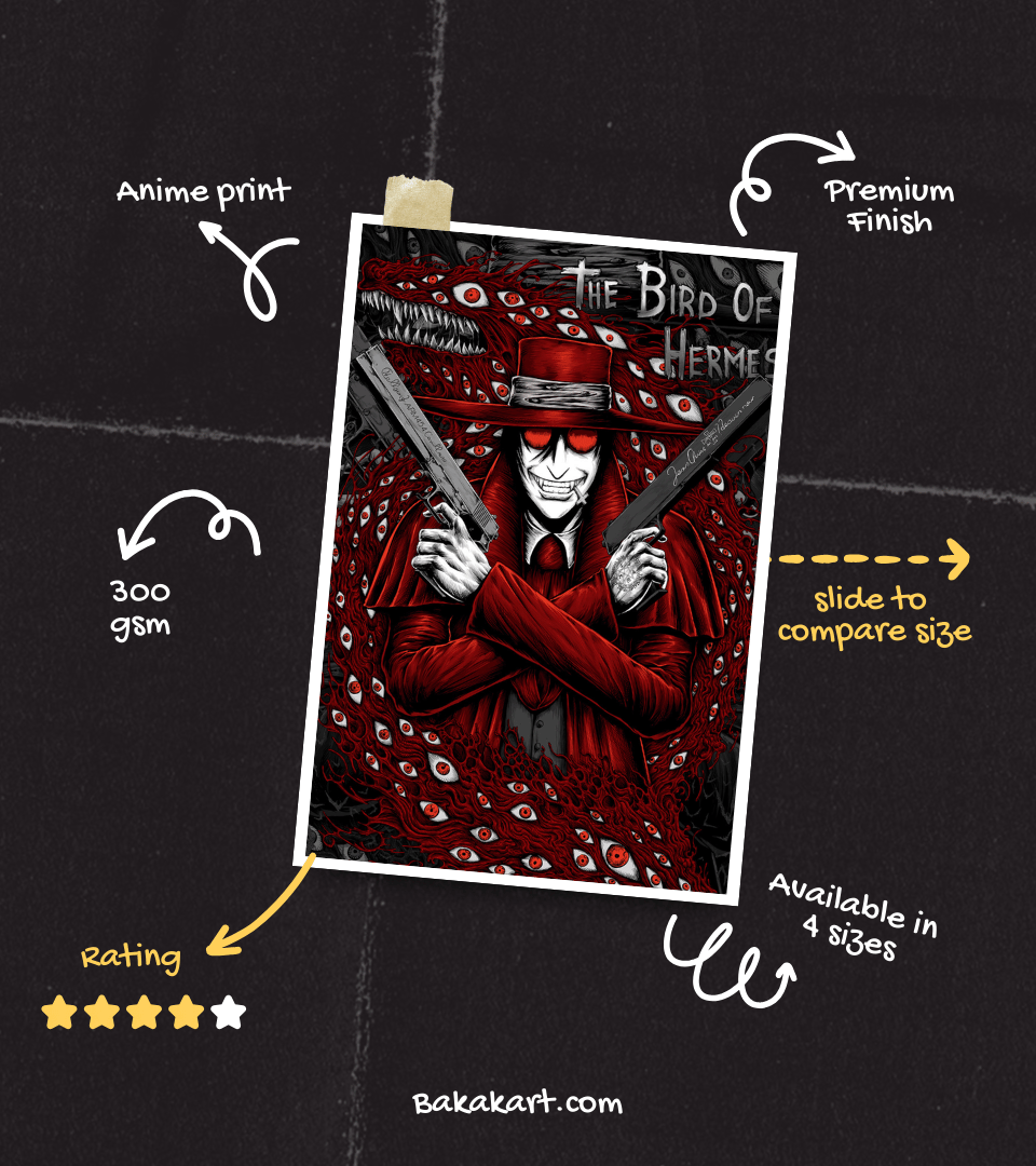 Alucard Monochromatic Wall Poster | Hellsing | Anime Print