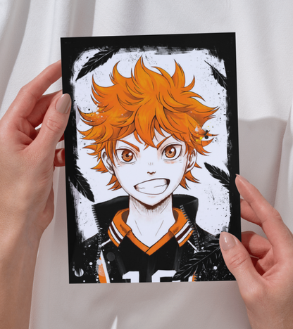 Hinata Monochromatic Wall Poster | Haikyu | Anime Print