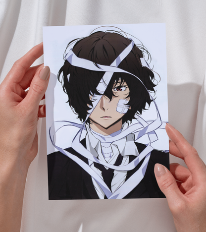 Dazai Monochromatic Wall Poster | Bungo Stray Dogs | Anime Print