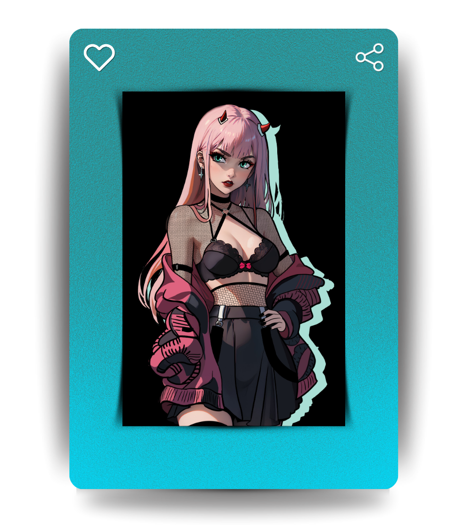 Zero Two Black BG Wall Poster | Waifu | Anime Print