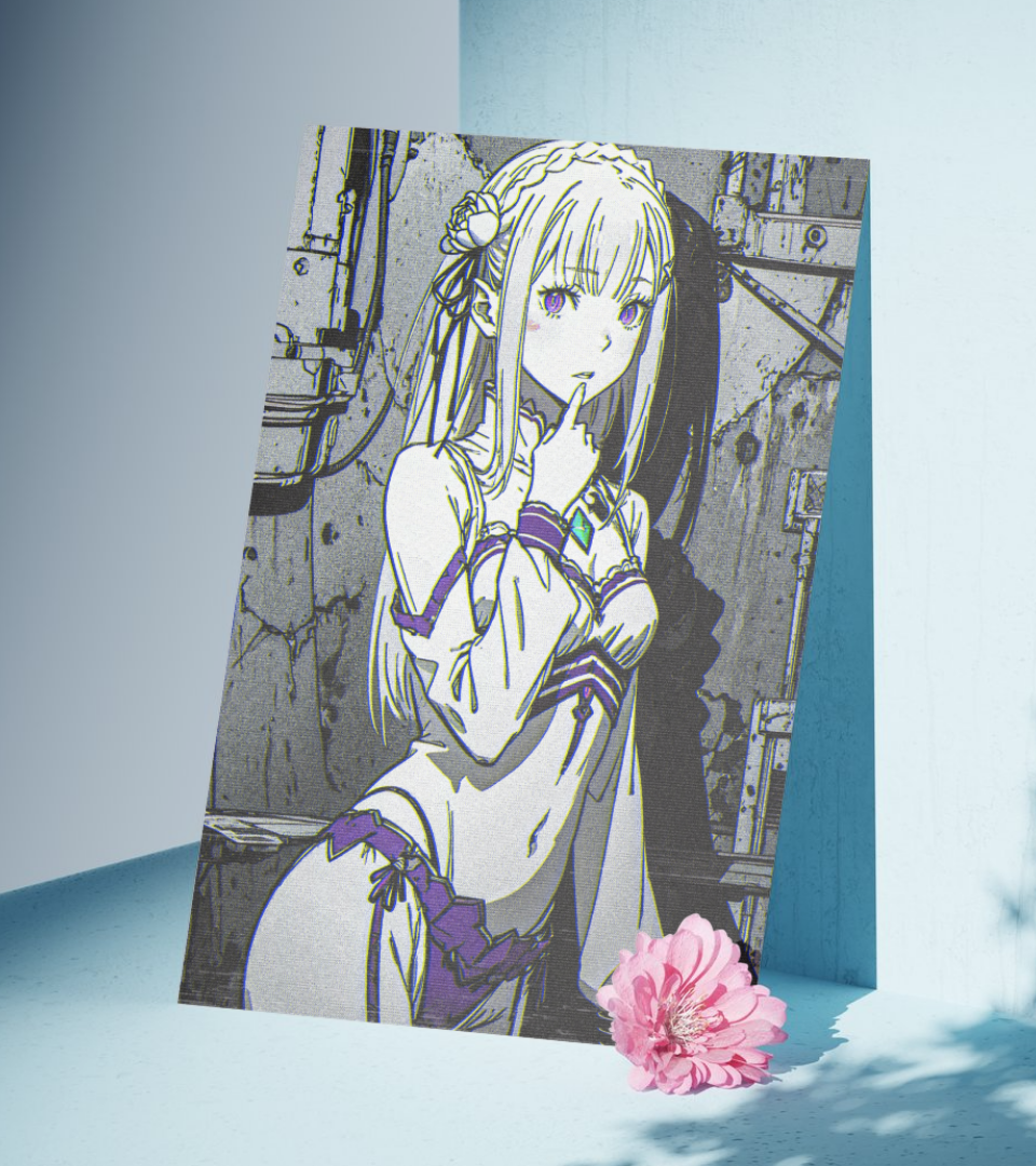 Emilia Cyberpunk Wall Poster | Waifu | Anime Print