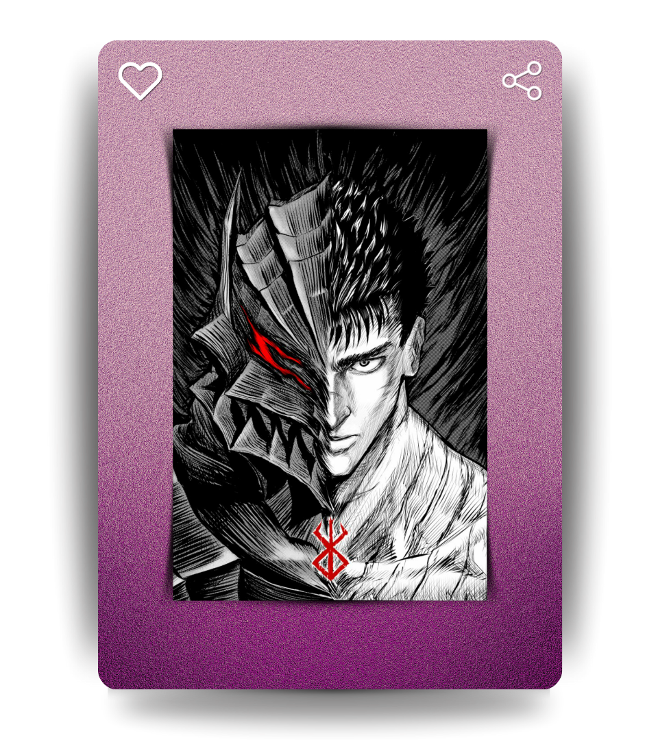 Berserker Monochromatic Wall Poster | Berserk | Anime Print