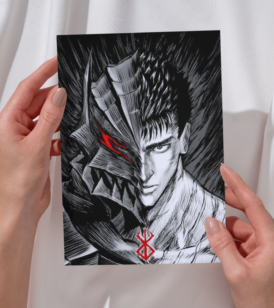 Berserker Monochromatic Wall Poster | Berserk | Anime Print