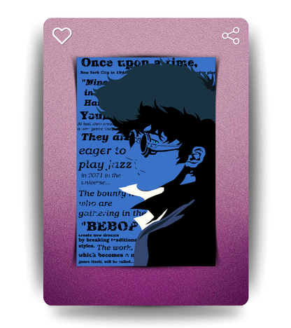 Spike Spiegel Monochromatic Wall Poster | Cowboy Bepop | Anime Print