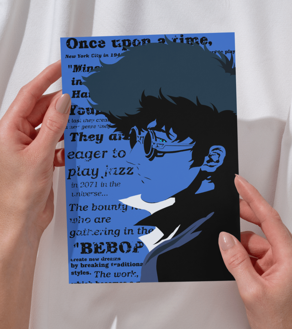 Spike Spiegel Monochromatic Wall Poster | Cowboy Bepop | Anime Print