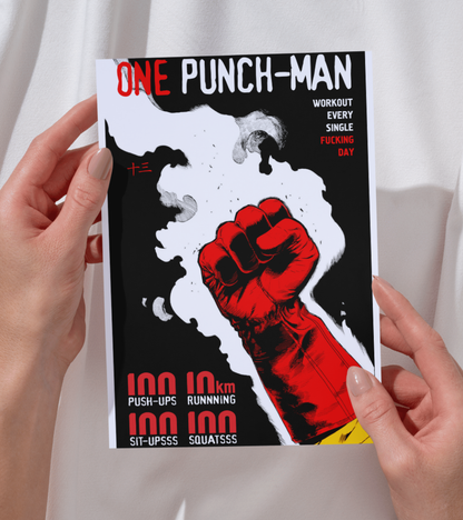 Saitama Routine Monochromatic Wall Poster | One Punch Man | Anime Print