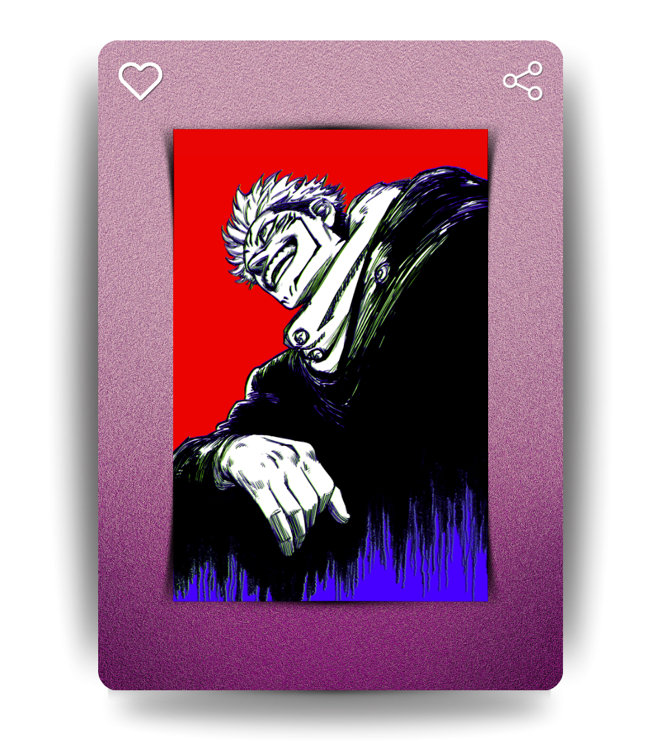 Sukuna Monochromatic Wall Poster | Jujutsu Kaisen | Anime Print