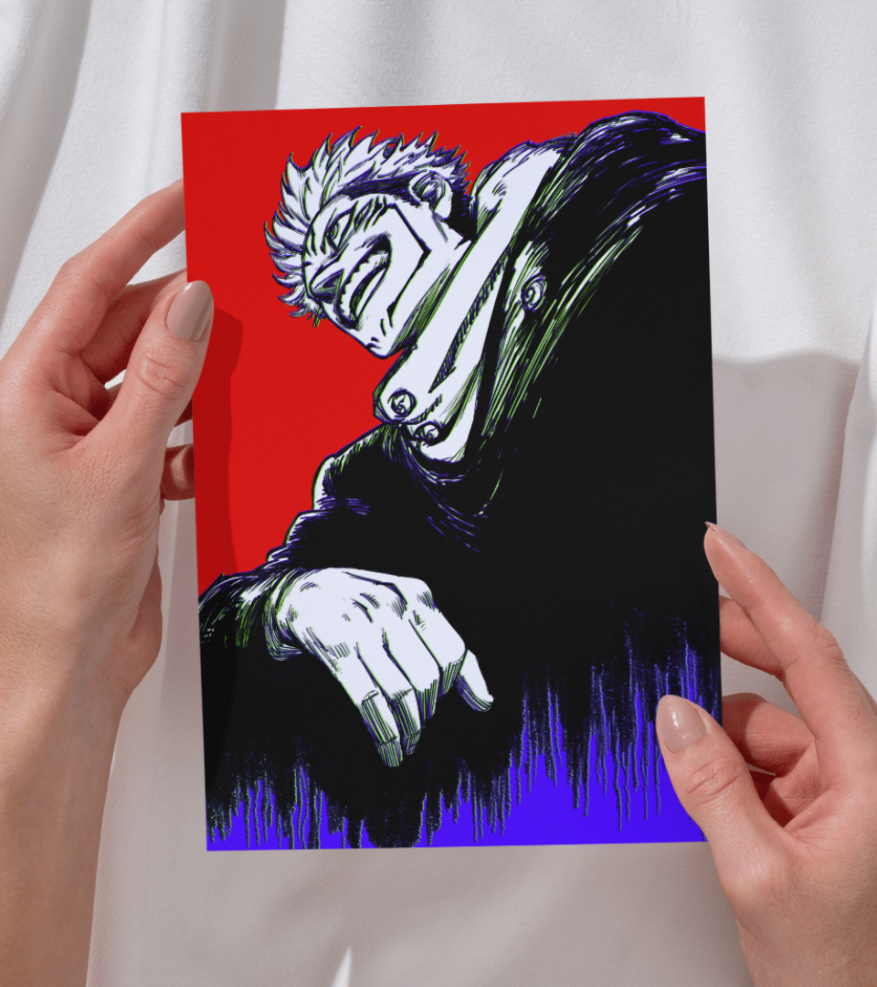 Sukuna Monochromatic Wall Poster | Jujutsu Kaisen | Anime Print