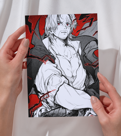 Shanks Monochromatic Wall Poster | One Piece | Anime Print