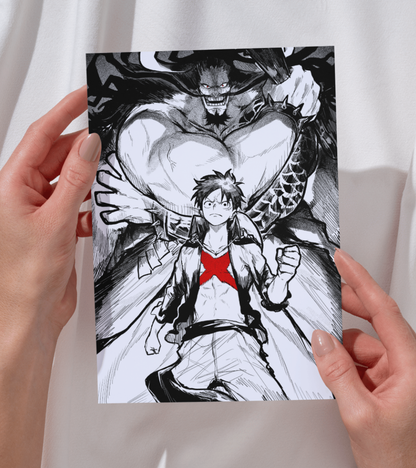 Luffy vs Kaido Monochromatic Wall Poster | One Piece | Anime Print