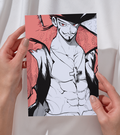 Mihawk Monochromatic Wall Poster | One Piece | Anime Print