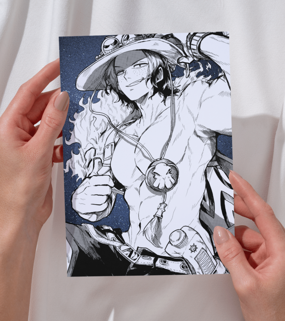 Ace Monochromatic Wall Poster | One Piece | Anime Print