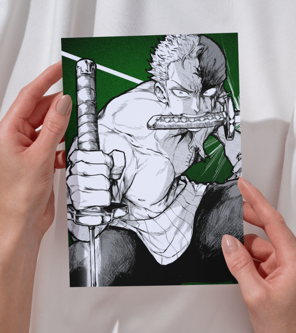 Zoro Monochromatic Wall Poster | One Piece | Anime Print