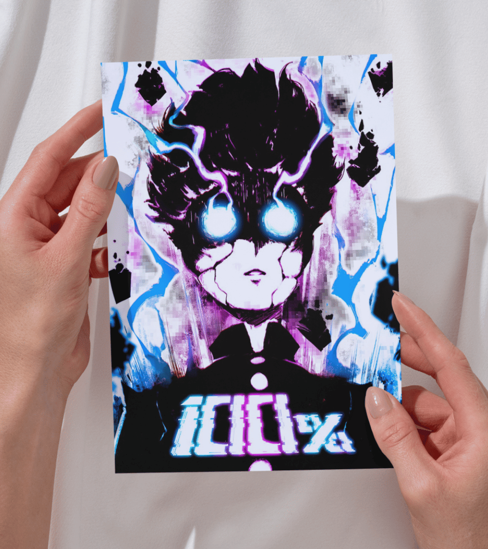 Mob 100 Monochromatic Wall Poster | Mob Pyscho 100 | Anime Print