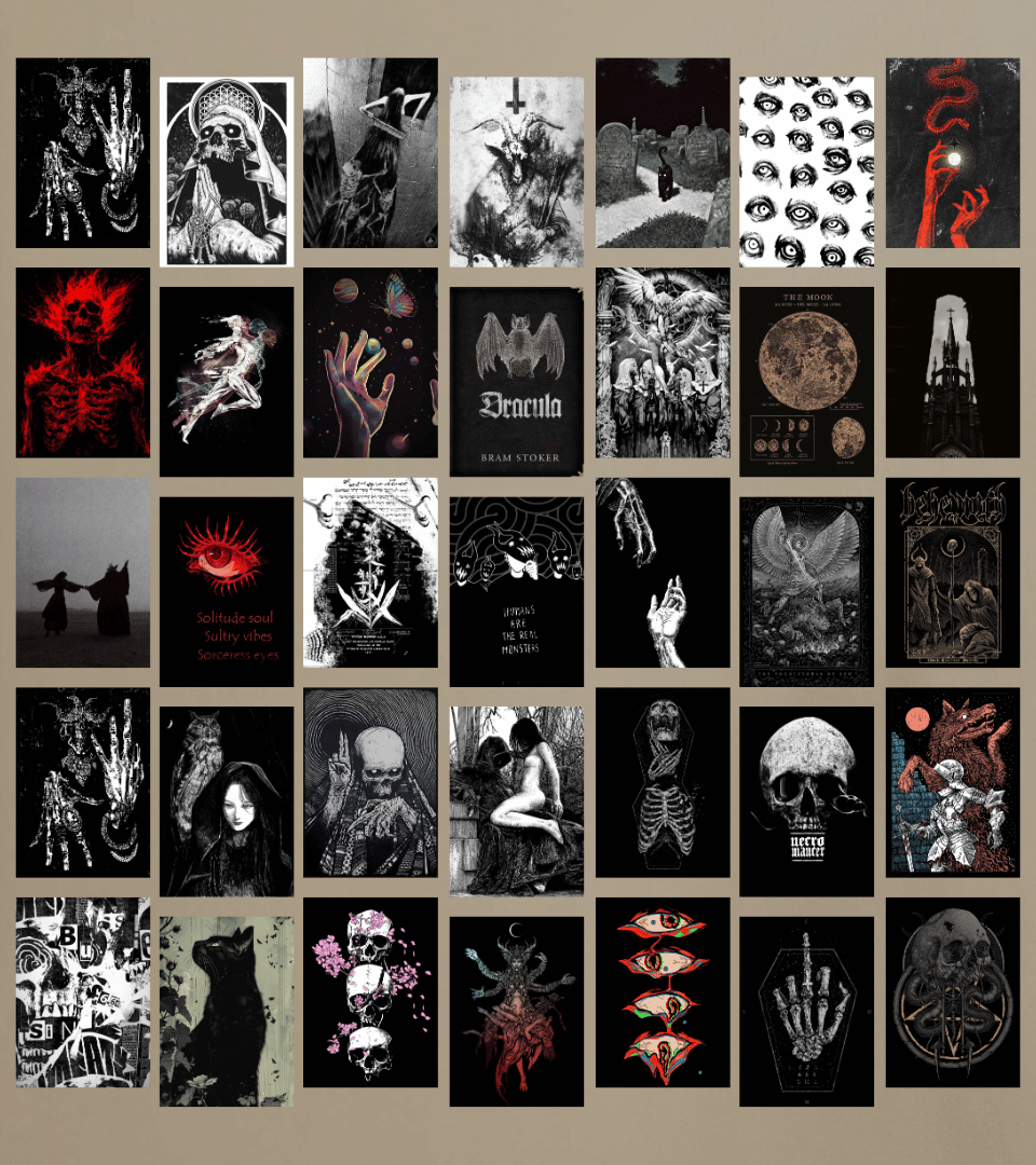 50 Pcs Gothic Poster Set | Wall Collage Kits