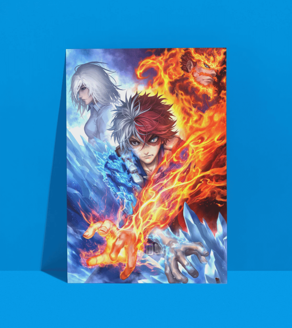 Todoroki Ice & Fire Wall Poster | My Hero Academia | Anime Print