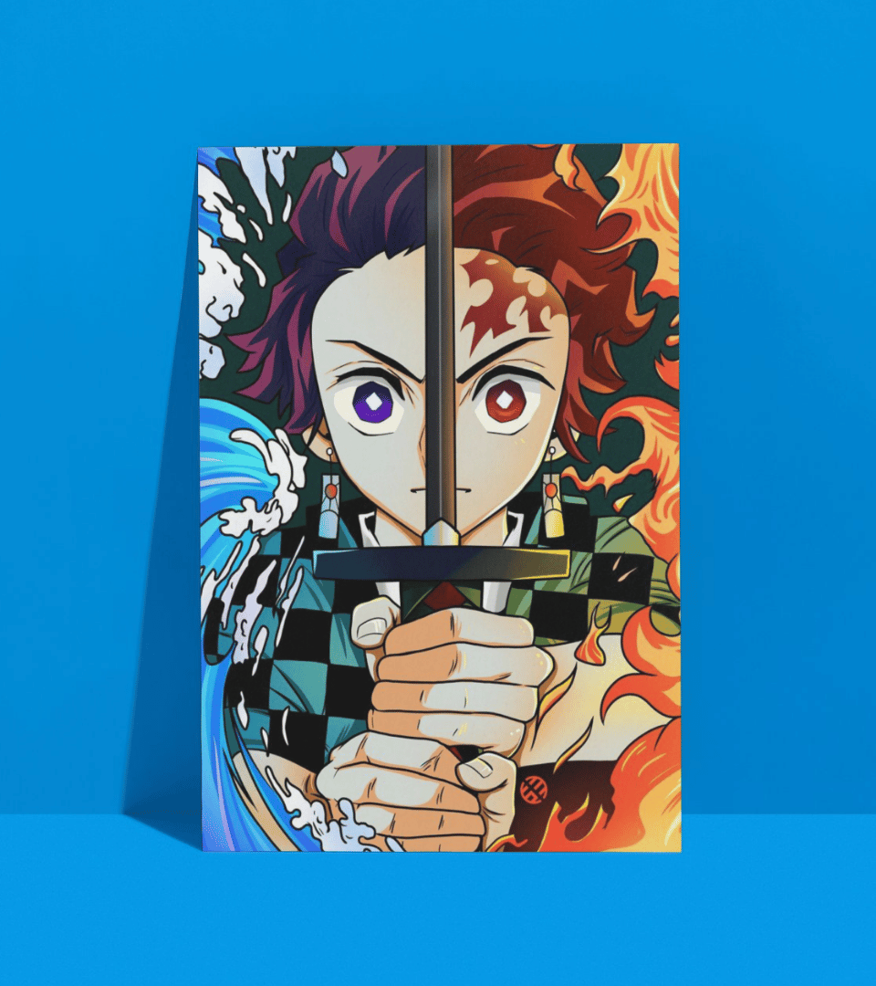 Tanjiro Water & Fire Wall Poster | Demon Slayer | Anime Print