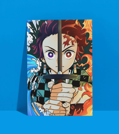 Tanjiro Water & Fire Wall Poster | Demon Slayer | Anime Print