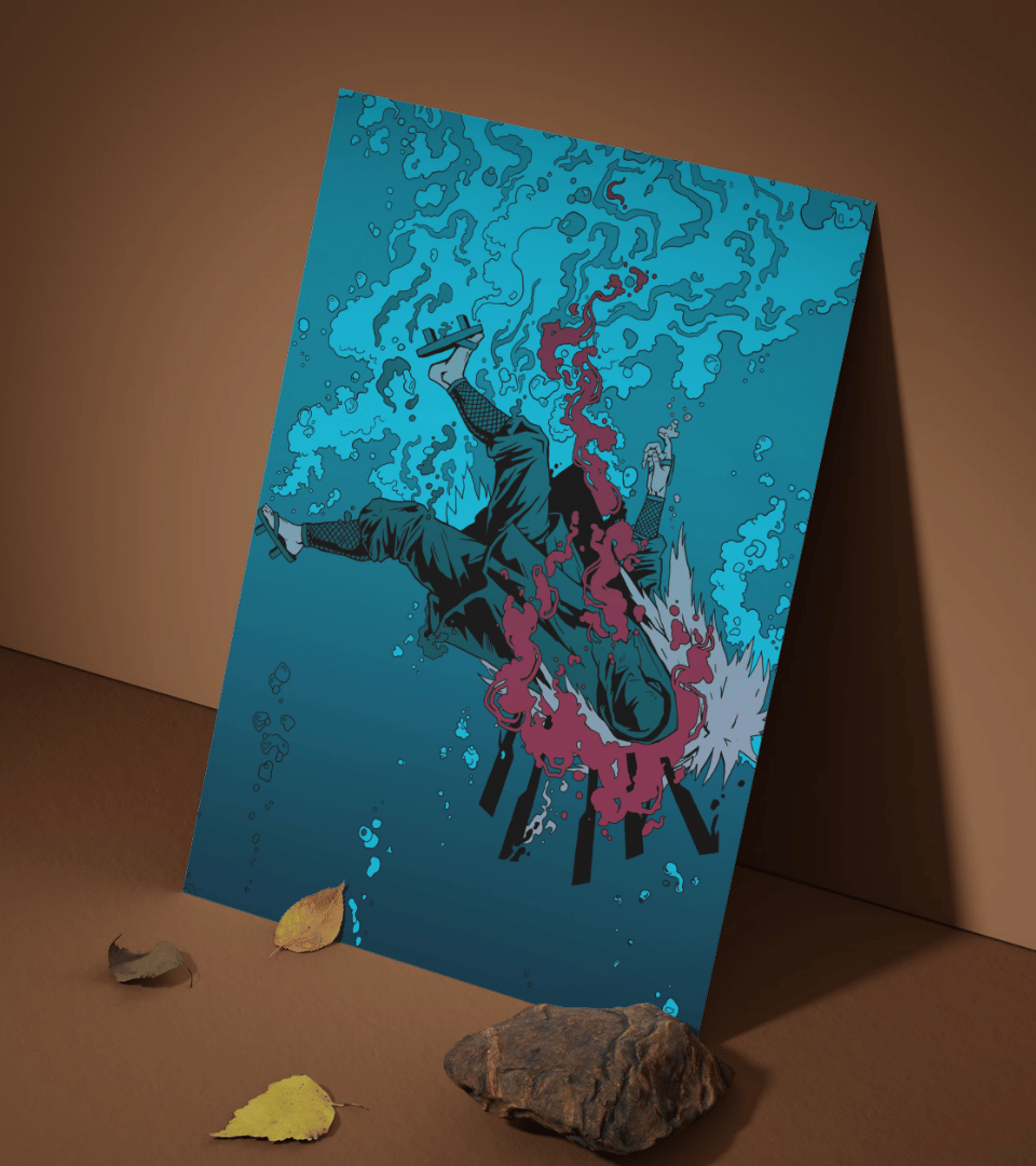 Jiraiya Drowning Wall Poster | Naruto | Anime Print