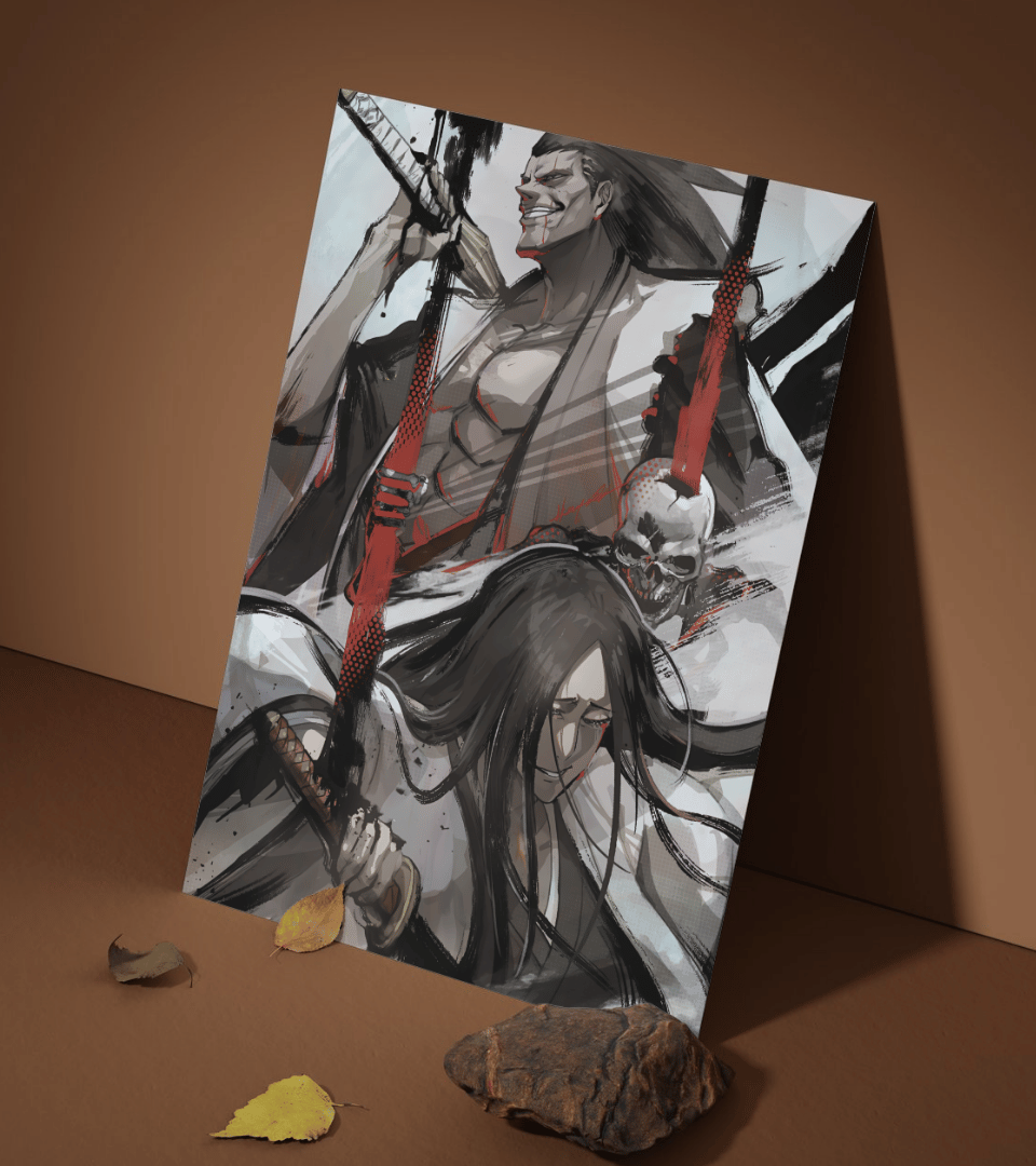 Kenpachi Unohana And Kenpachi Zaraki Wall Poster | Bleach | Anime Print