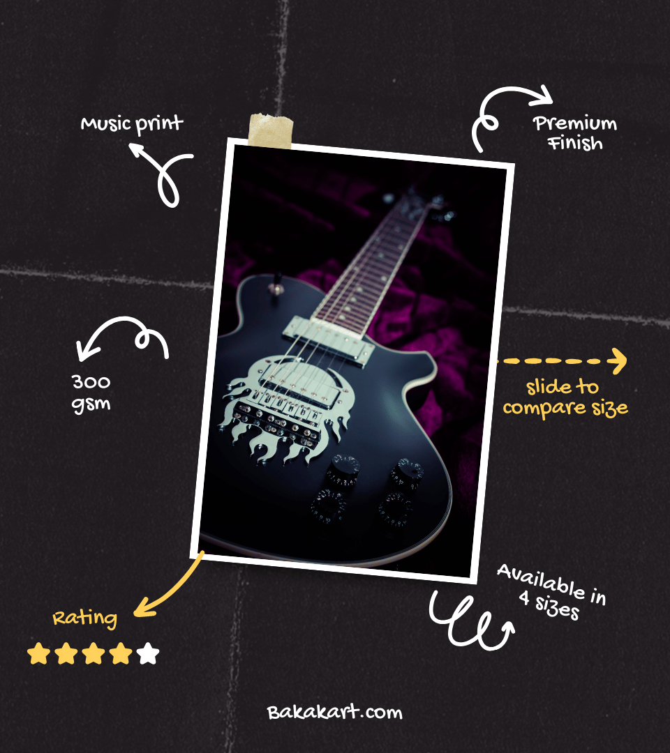 Purple Guitar Wall Poster | Instrument | Music Print