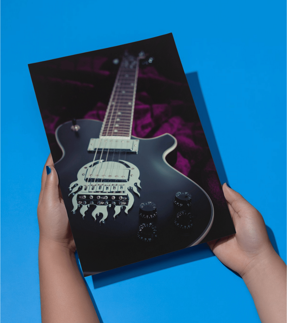 Purple Guitar Wall Poster | Instrument | Music Print