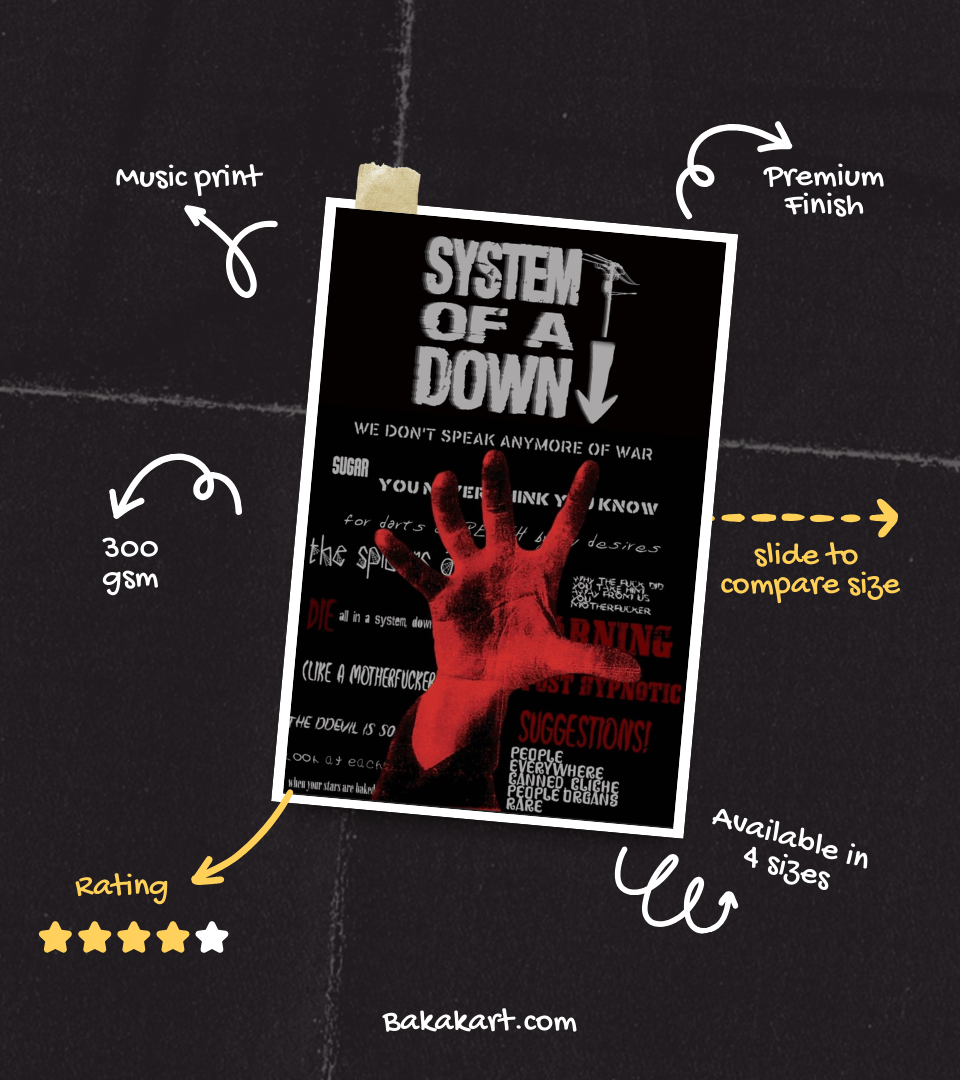 System Of The Down Wall Poster | Band | Music Print