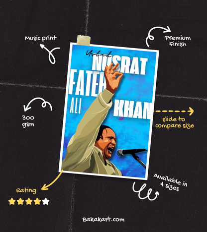 Ustad Nusrat Fateh Ali Khan Wall Poster | Artist | Music Print