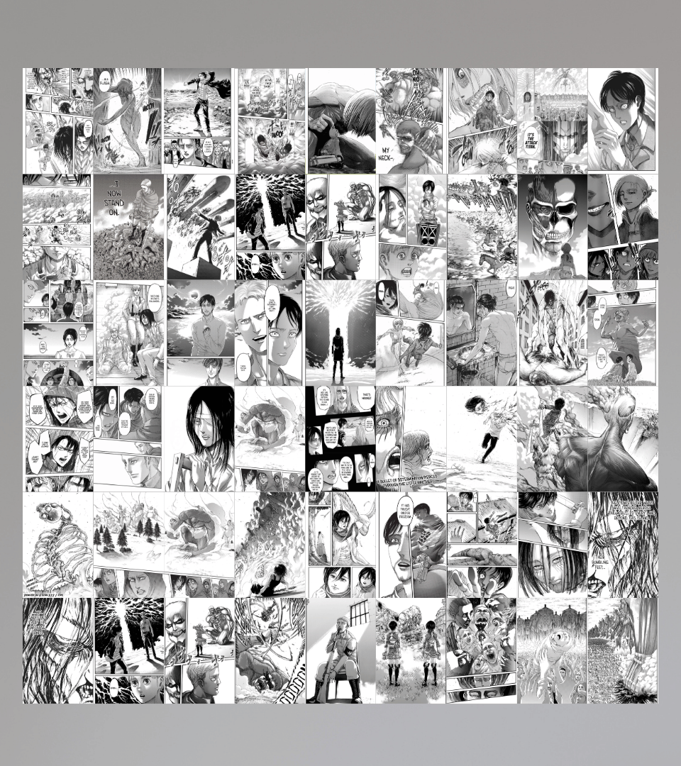 50 Pcs Attack on Titan Manga Set |  Manga Panel Kits