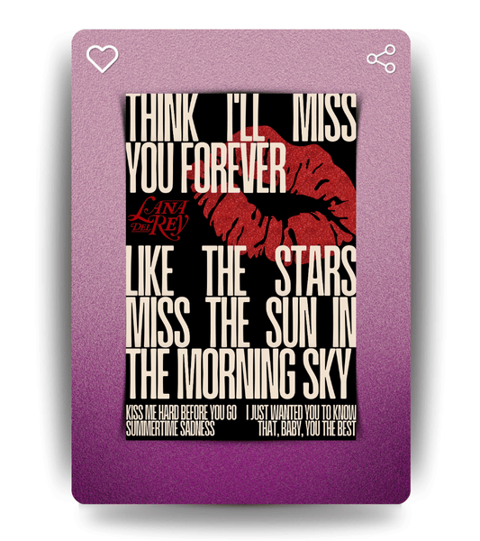 Summertime Sadness Typography Wall Poster | Lana Del Rey | Music Print